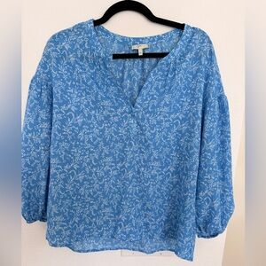 Joie Printed Blouse size M Blue Leaf